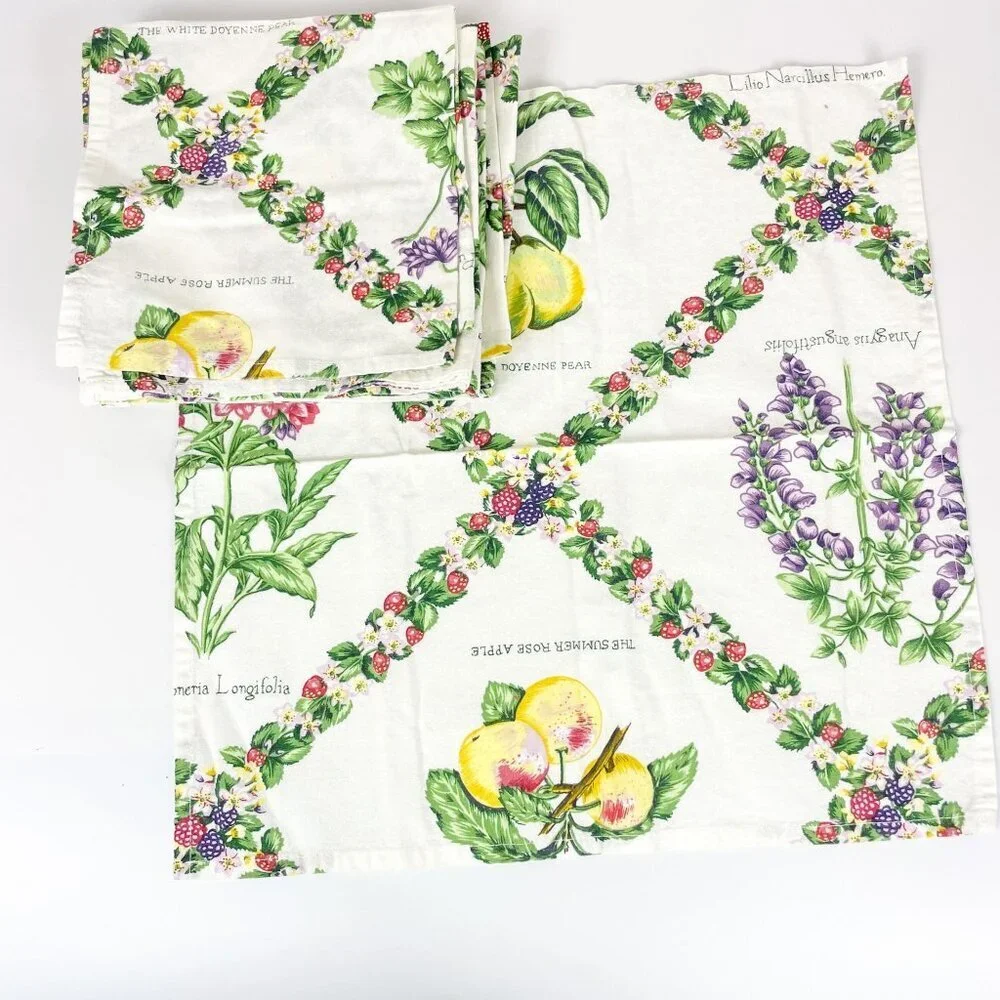 Wilton Court Square Cotton Napkins Set Of 8 With Floral & Fruit Design